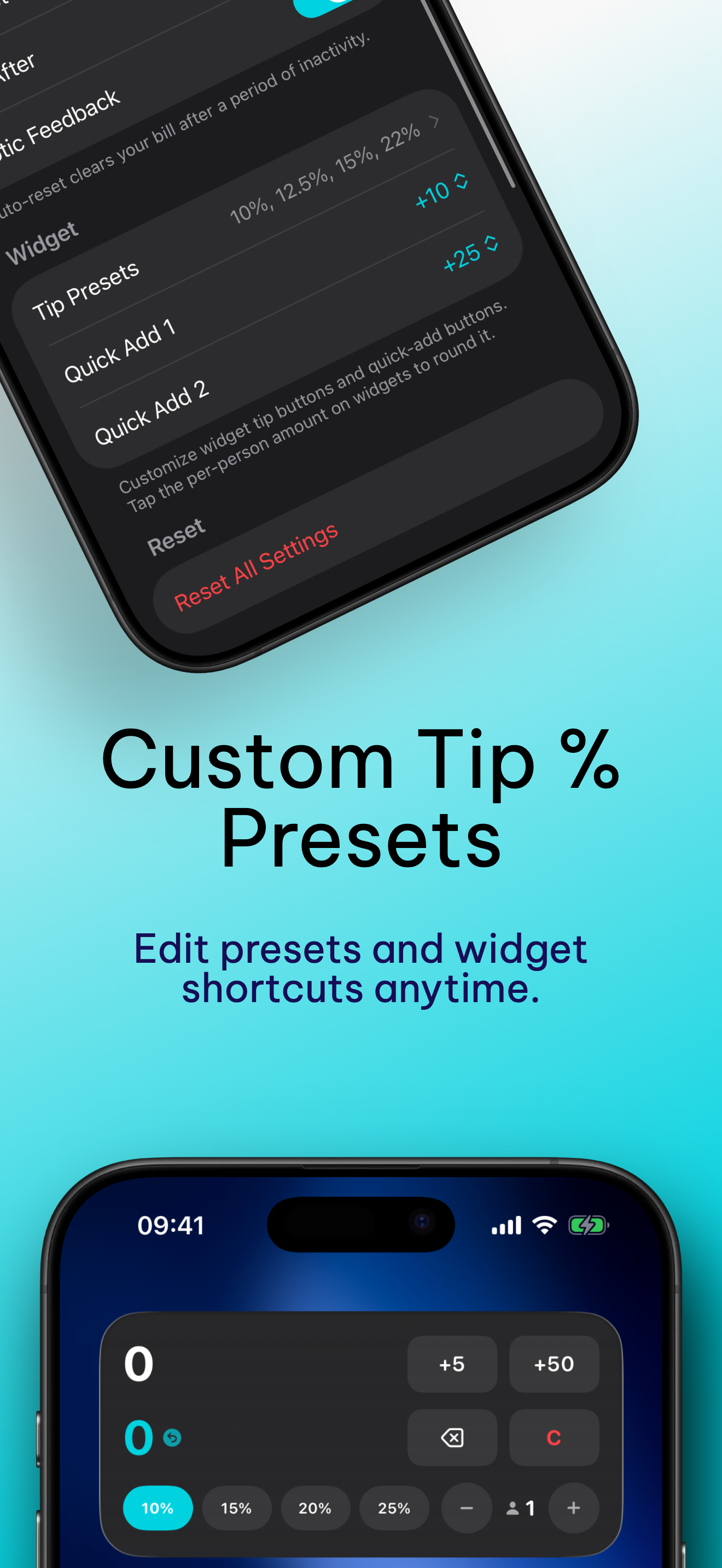 Custom tip percentage presets